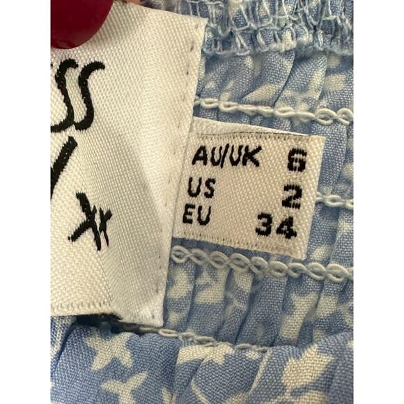 Princess Polly Tiarnie Top Blue Floral Print Size 2 - Picture 7 of 7